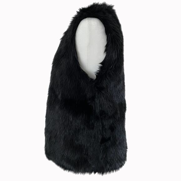 WAYF Faux Fur Black Vest Sz S - Picture 2 of 6